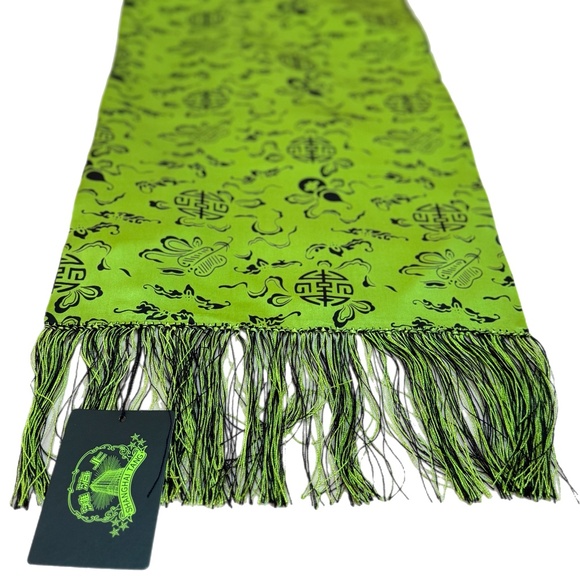 Shanghai Tang 100% Silk Scarf – Green & Black – NWT - Picture 6 of 10